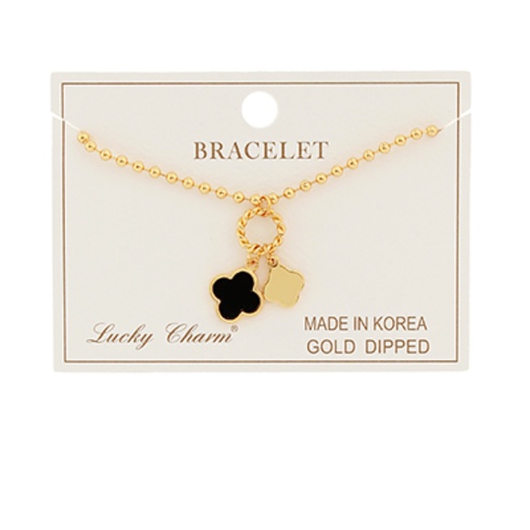 Ring & 2 Clover Charm Ball Chain Bracelet - Picture 2 of 2